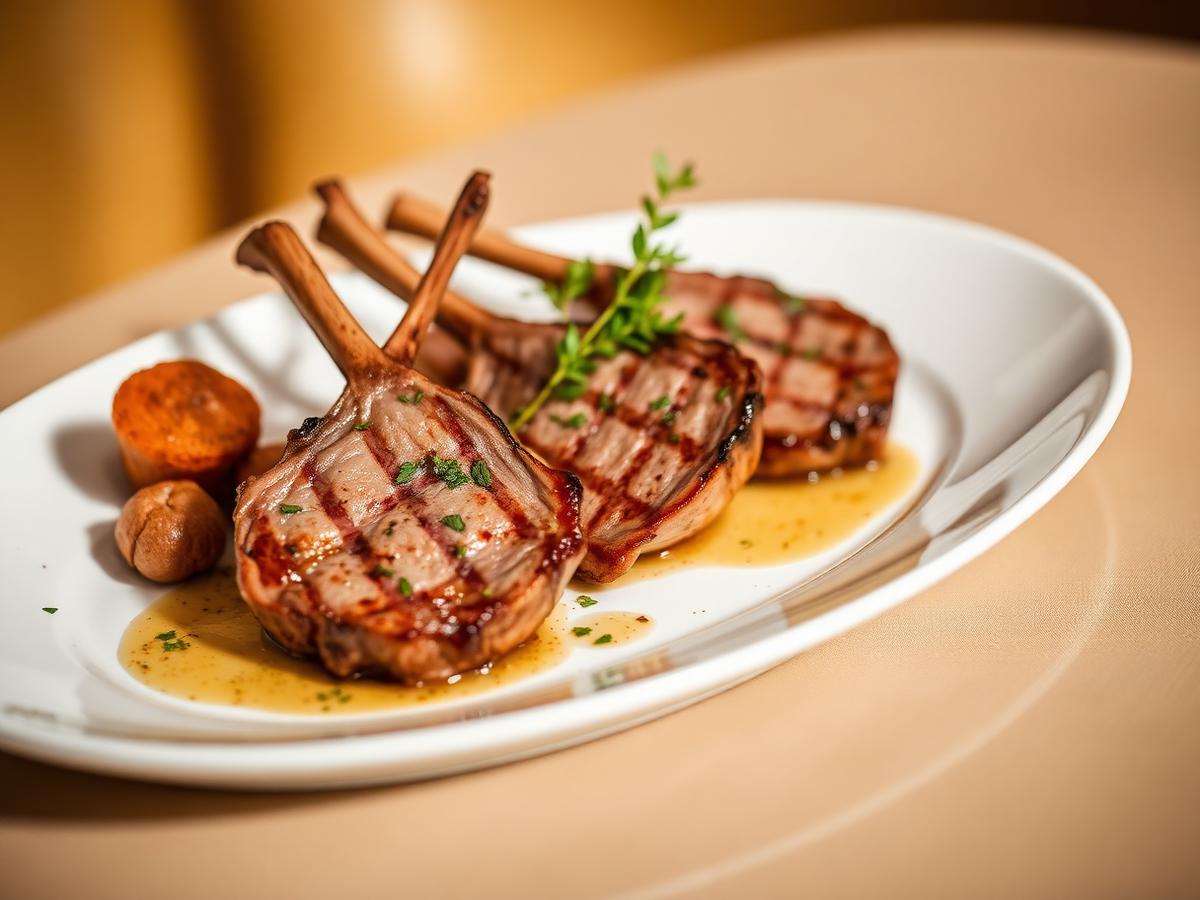 Grilled lamb chops plated elegantly